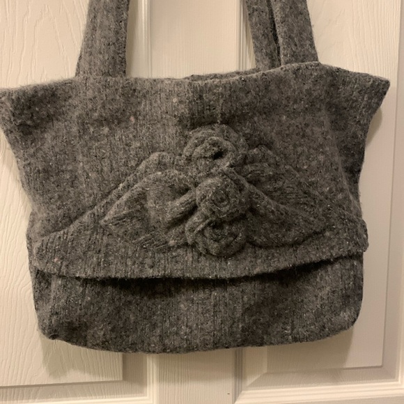 HANDMADE Handbags - NEW HANDMADE FELTED WOOL SWEATER BAG UPCYCLED ALL-OVER MARBLED GRAY LINED